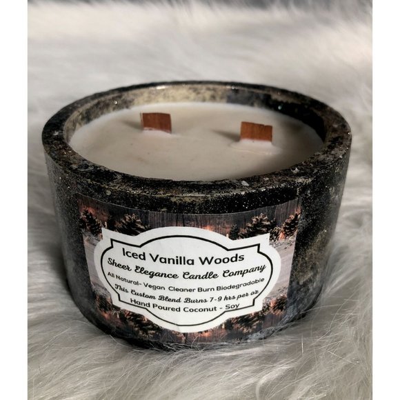 Handmade Other - Soy Candle Hand Poured Iced Vanilla Woods Handmade Concrete Vessel 2 Wood Wicks